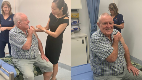 A patient receiving their flu vaccination at Sydney Street Medical, Mackay