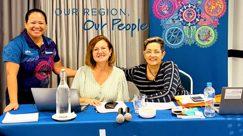 NQPHN Older Persons Health and Palliative Care Manager Maria Callaghan (left) with Sarah Fox Project Coordinator – Last Days Program and HammondCare clinical nurse consultant Suzanne Sara (right). 