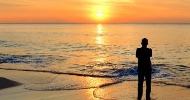 Silhouette of man on beach