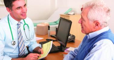 GP consultation with older man