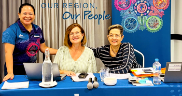 NQPHN Older Persons Health and Palliative Care Manager Maria Callaghan (left) with Sarah Fox Project Coordinator – Last Days Program and HammondCare clinical nurse consultant Suzanne Sara (right). 