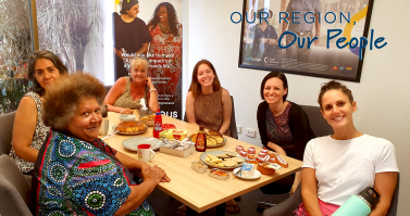 Nat White (second from the right) with her teammates at the Wellways Cairns office. 